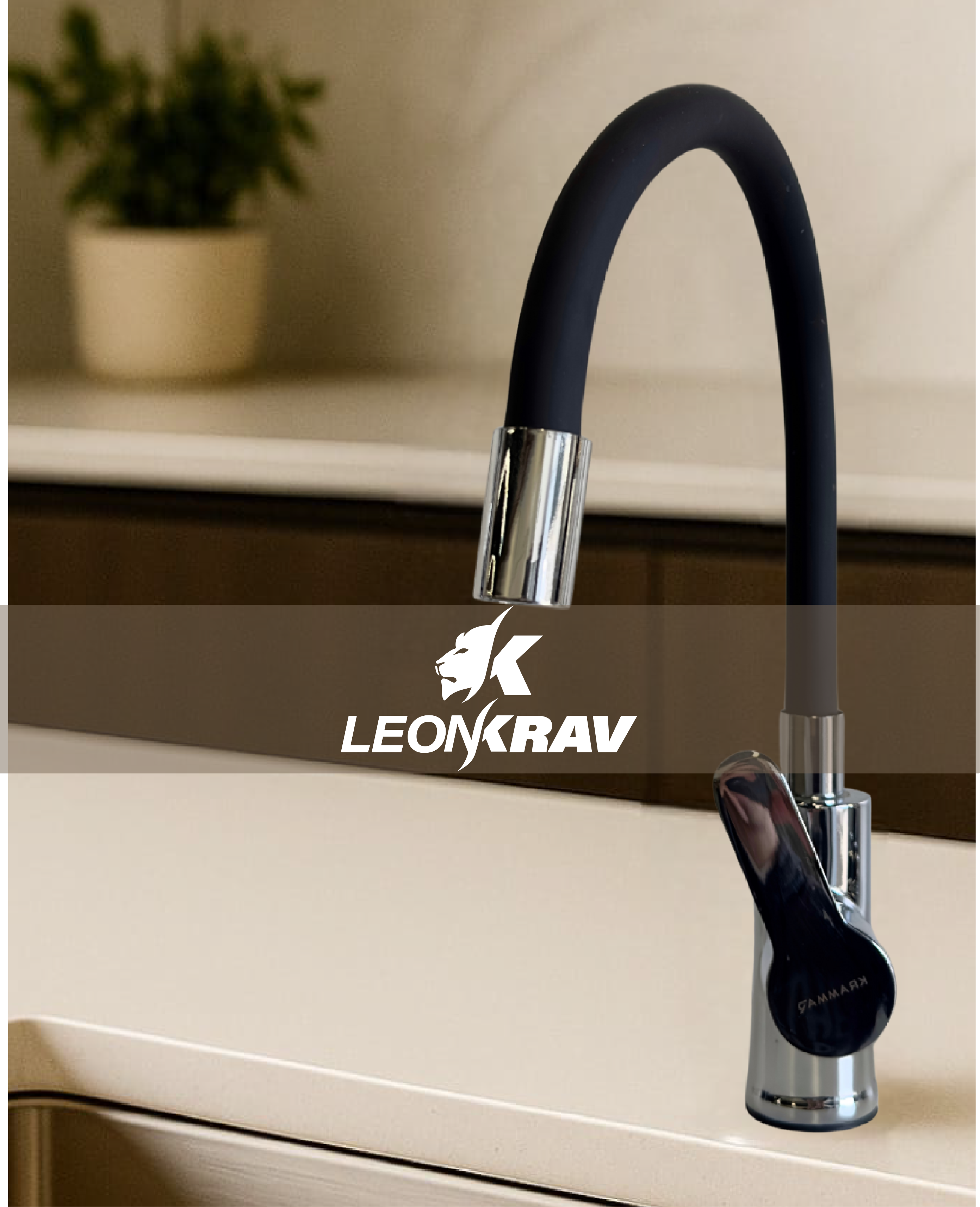 Monocomando Pico Flexible Fino - Negro